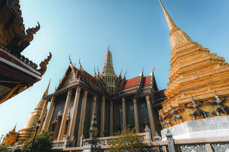 Golden chedi and temple halls of the Grand Palace, Bangkok